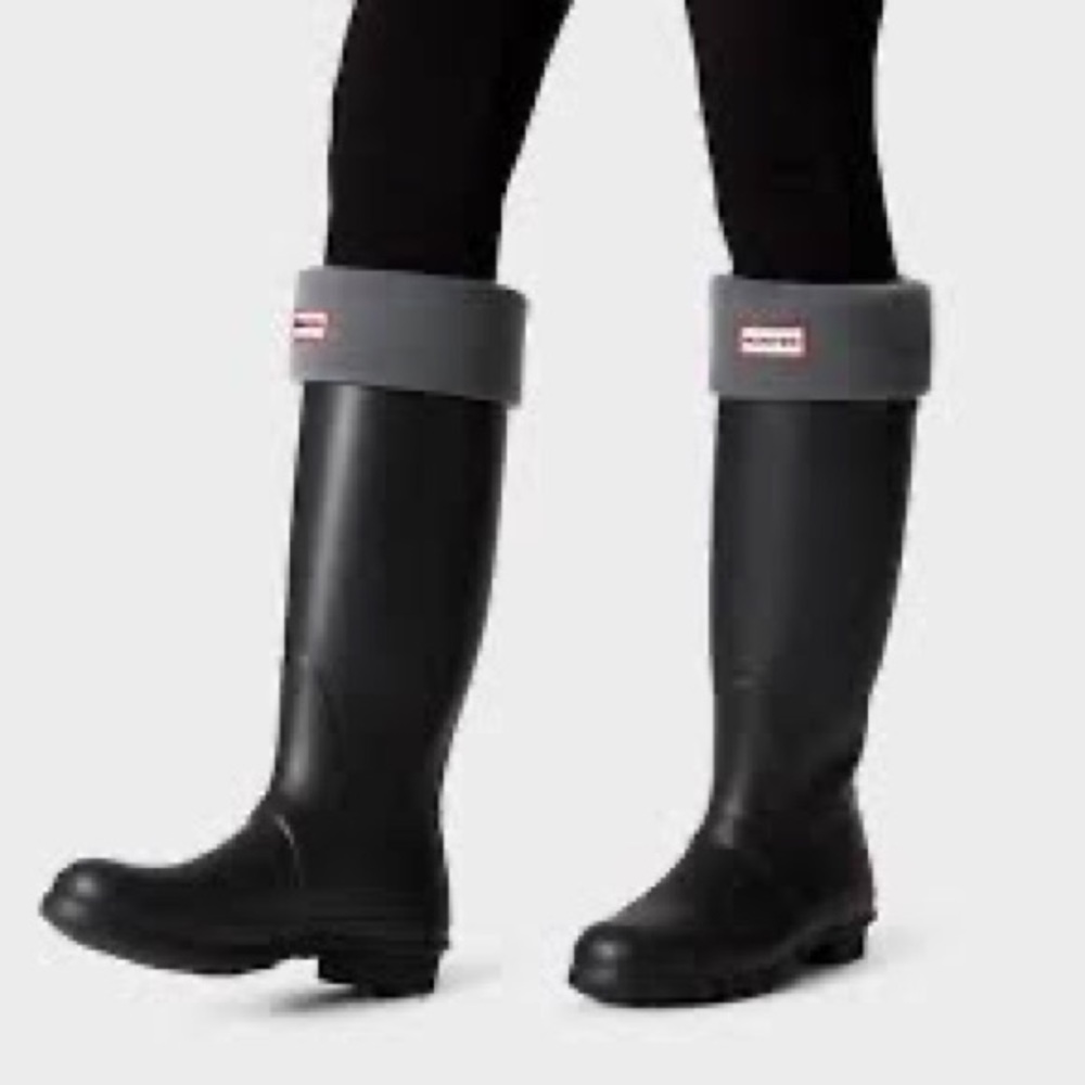 Hunter Original Half Cardigan Tall Boot Socks Dark Slate, Size L (7-9)